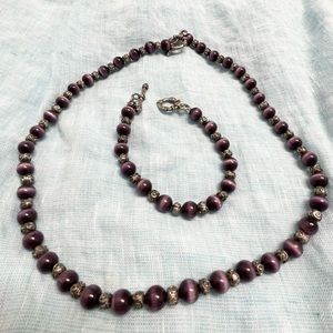 Purple Necklace 20” & Bracelet Purple